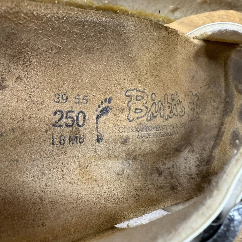 Birkenstock Birkis Sandals 8 N EU 39 White Perf Birko Slides Slip on - Picture 10 of 10